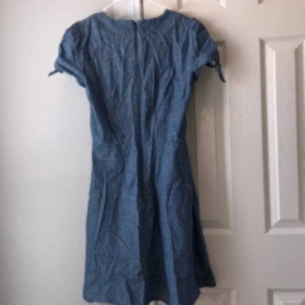 J. Crew Factory Denim Chambray Tie Sleeve Dress_7